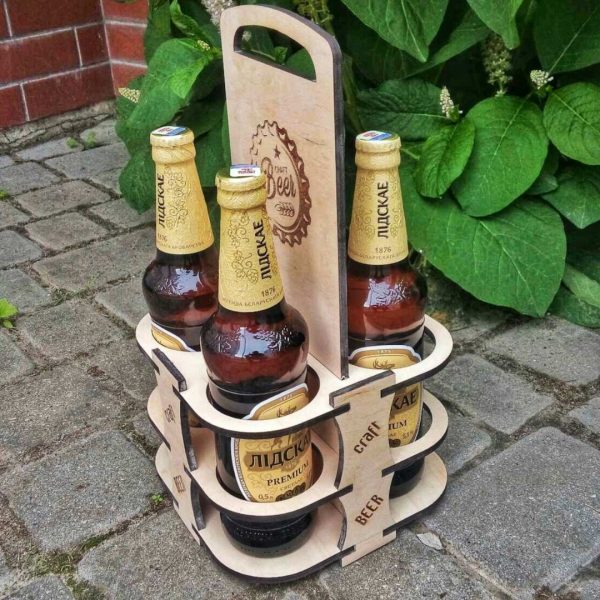 Подставка-переноска из дерева для пива