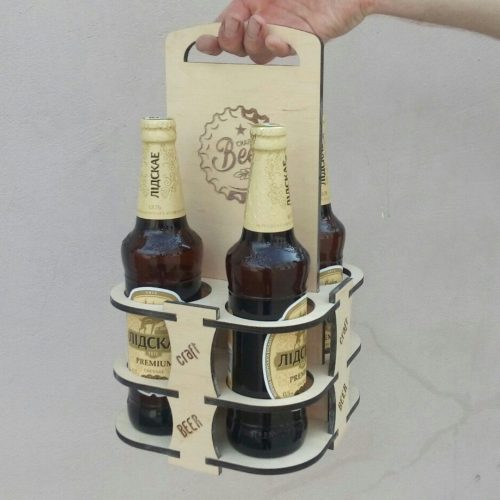 Подставка-переноска из дерева для пива