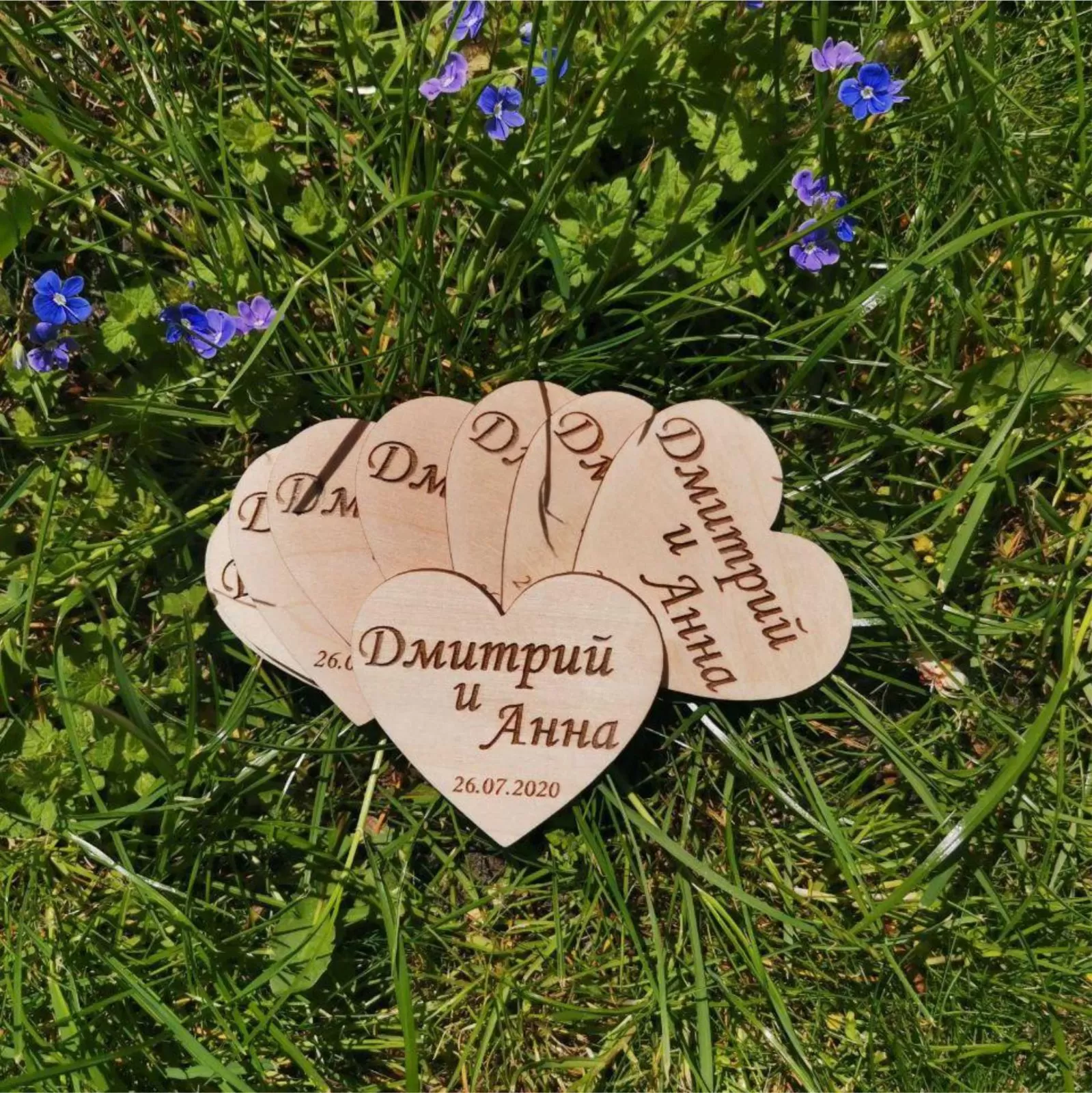 Деревянный свадебный магнит