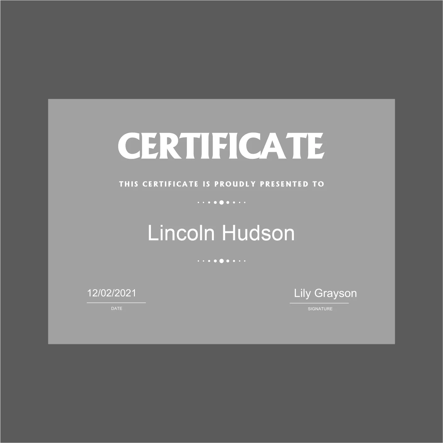 Сертификат из прозрачного оргстекла А4